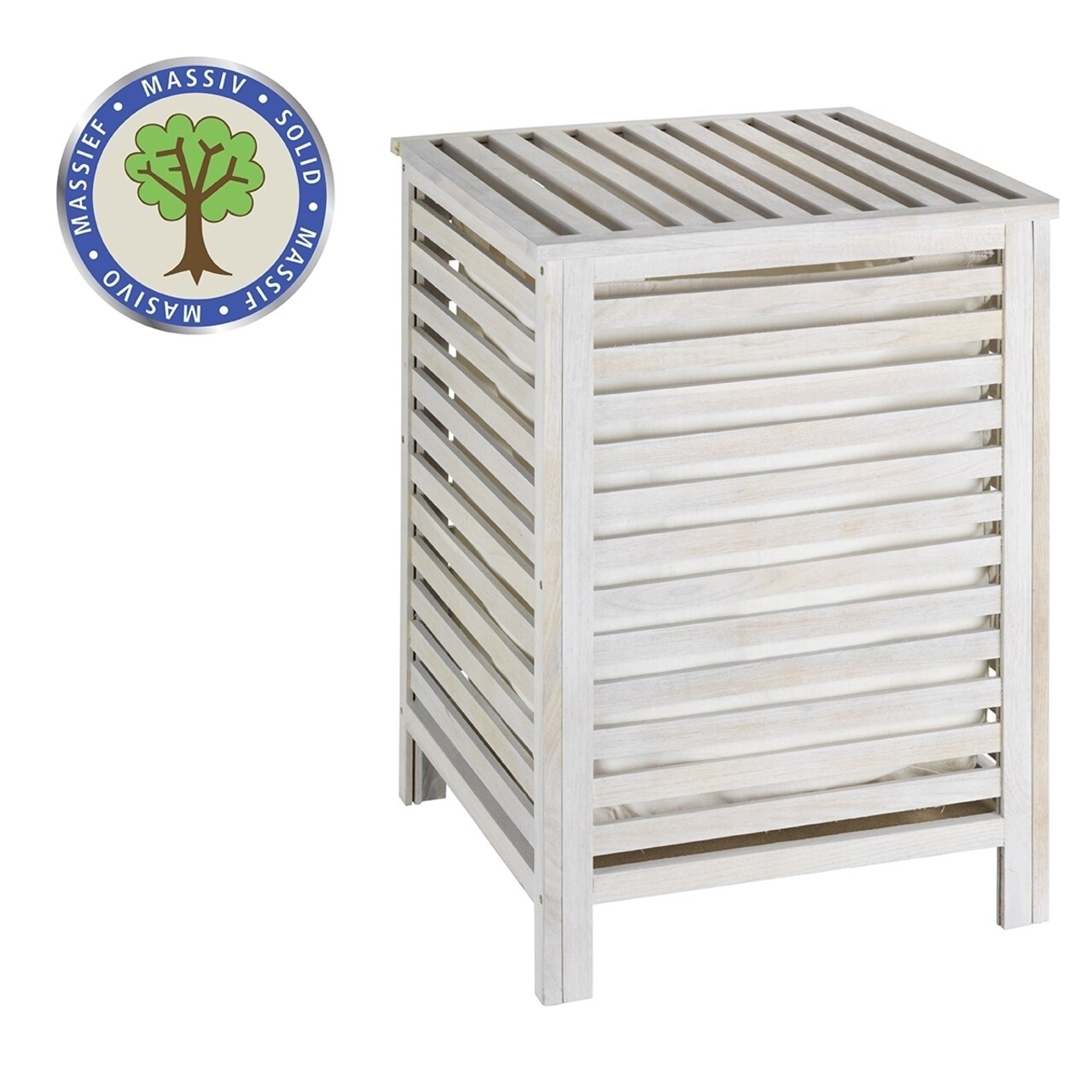 Cos de rufe cu sac detasabil, Wenko, Norway, 65 L, 45 x 65 x 45 cm, lemn de nuc/bumbac - imagine 6